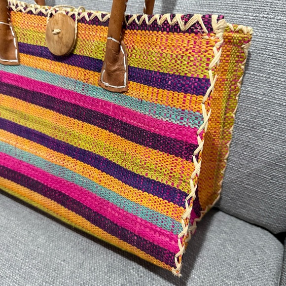 Colorful Striped Women's Small Tote Bag - Picture 2 of 11